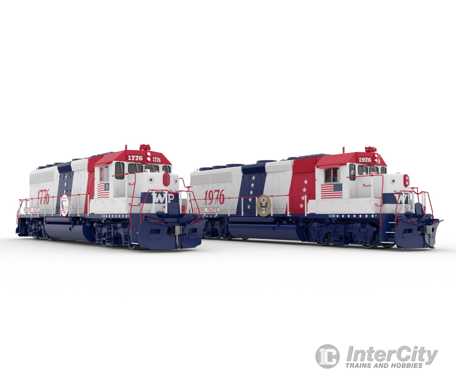 Rapido 040560 HO EMD GP40 (DC/DCC/Sound): Western Pacific - Bicentennial: #1776 + 1976 Locomotives