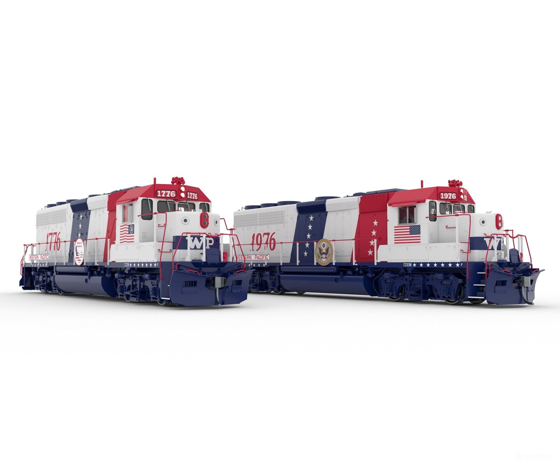 Rapido 040560 HO EMD GP40 (DC/DCC/Sound): Western Pacific - Bicentennial: #1776 + 1976 Locomotives
