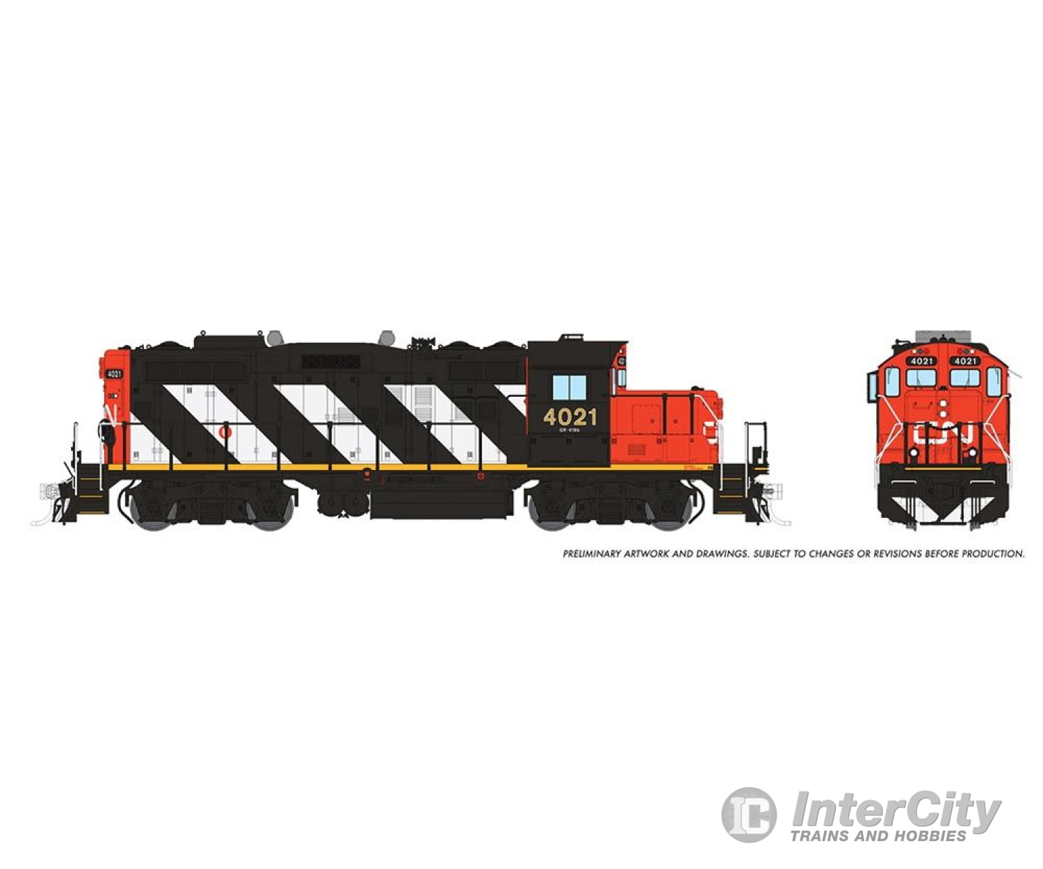 Rapido 041003 Ho Gp9Rm (Dc/Silent): Cn - Stripes: #4021 Locomotive