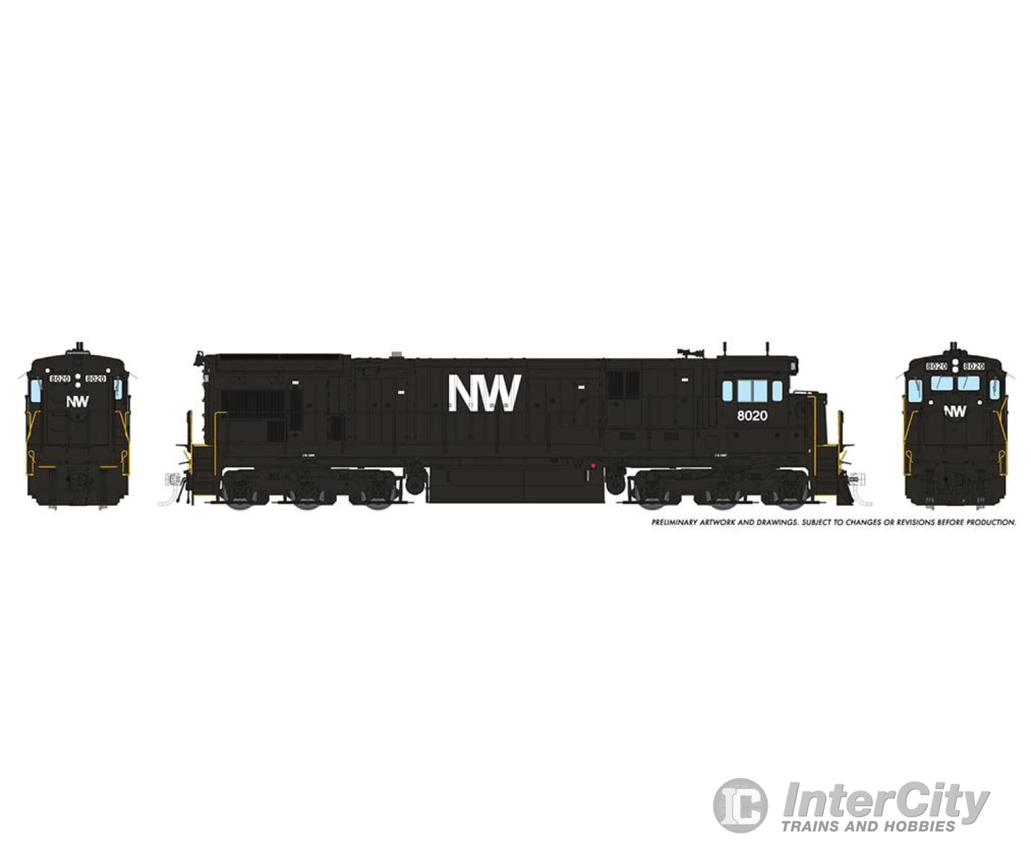 Rapido 042021 Ho C30-7 (Dc/Silent): Norfolk & Western - Black Scheme: #8020 Locomotive