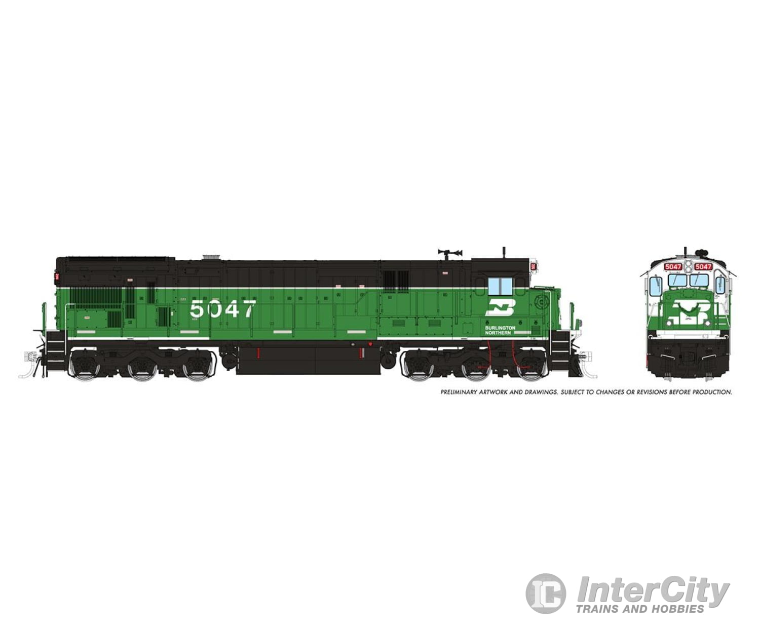 Rapido 042101 Ho C36-7 (Dc/Silent): Burlington Northern - Whiteface W/ Stripe: #5047 Locomotive