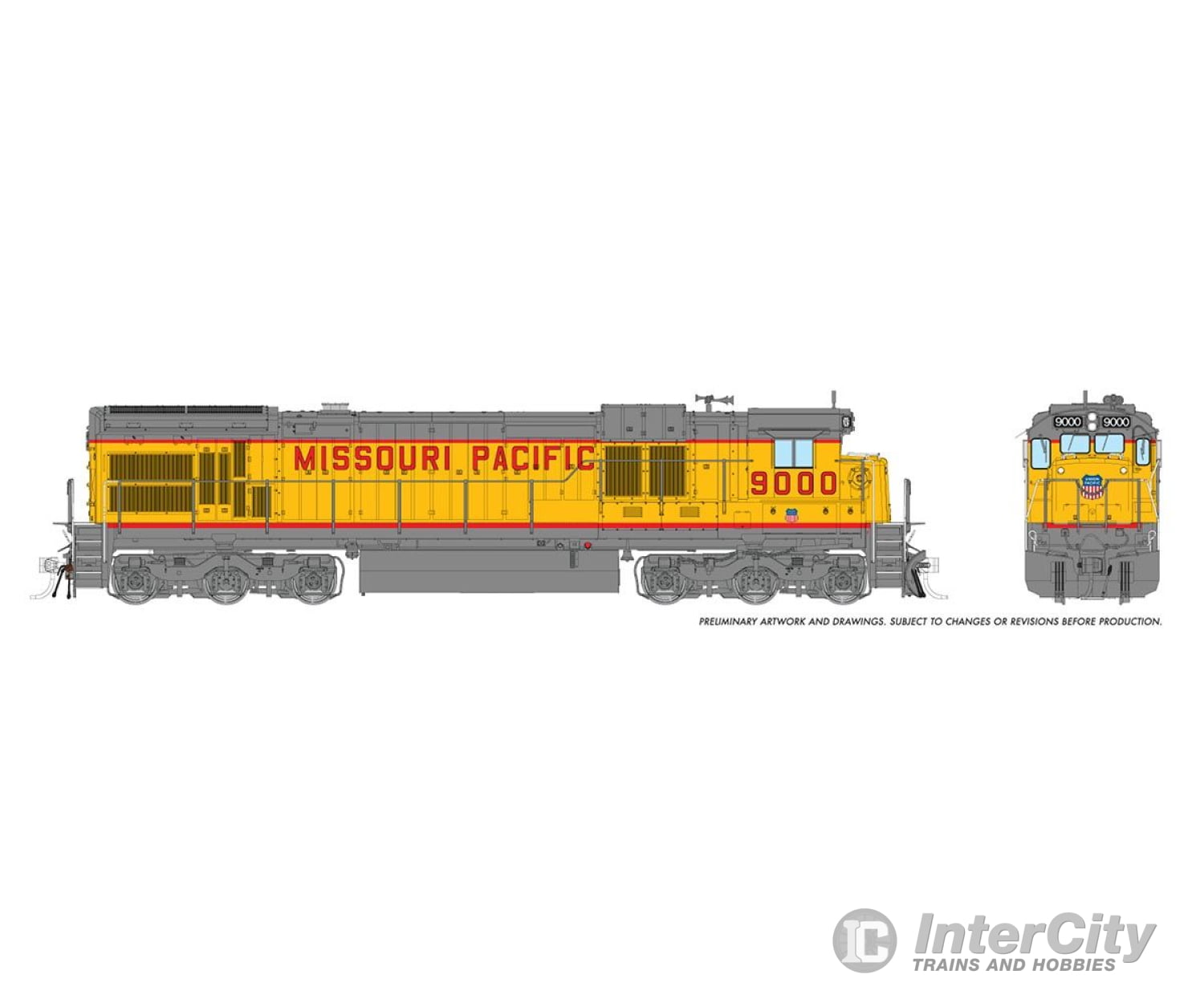 Rapido 042115 Ho C36-7 (Dc/Silent): Missouri Pacific - Armour Yellow: #9014 Locomotives