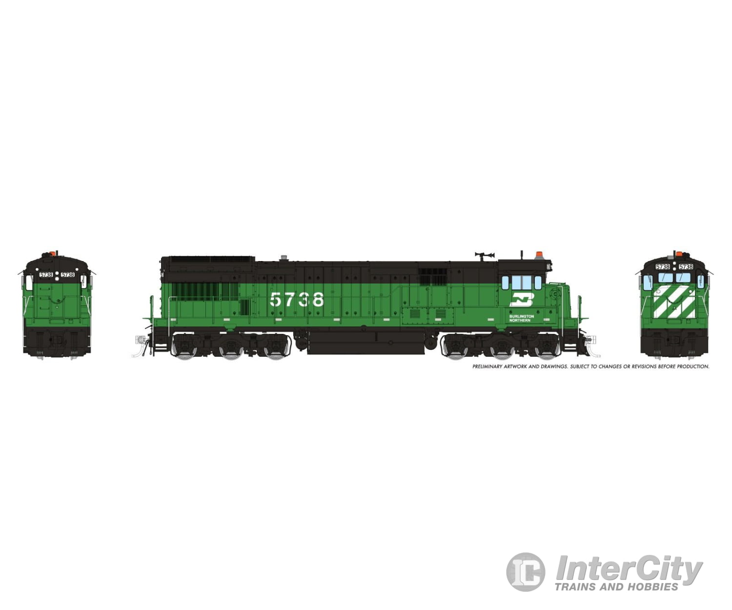 Rapido 043001 HO GE U33C (DC/Silent): Burlington Northern: #5738 Locomotives