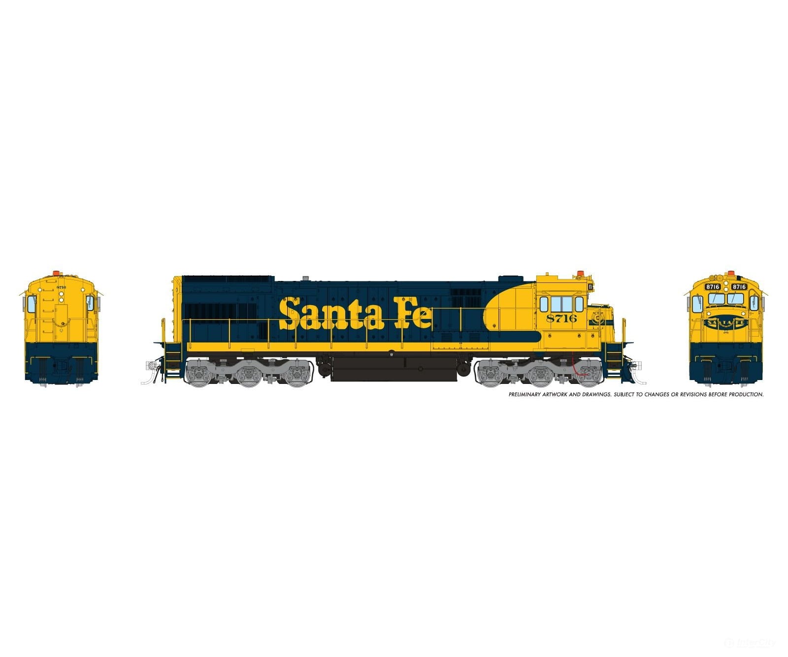 Rapido 043104 HO GE U36C (DC/Silent): Santa Fe - Yellow Warbonnet: #8732 Locomotives