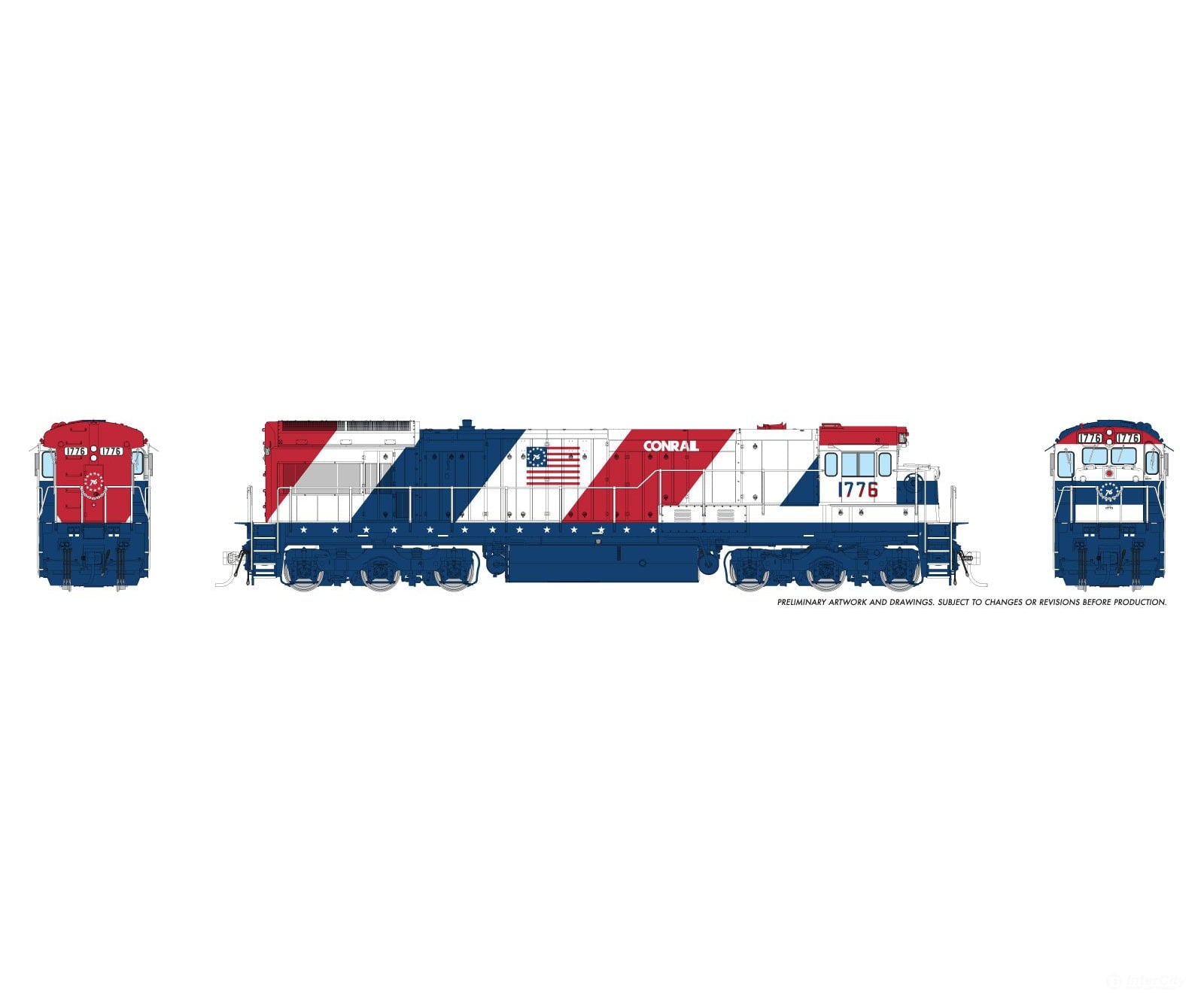 Rapido 043111 HO GE U34CH (DC/Silent): Conrail - Bicentennial: #1776 Locomotives
