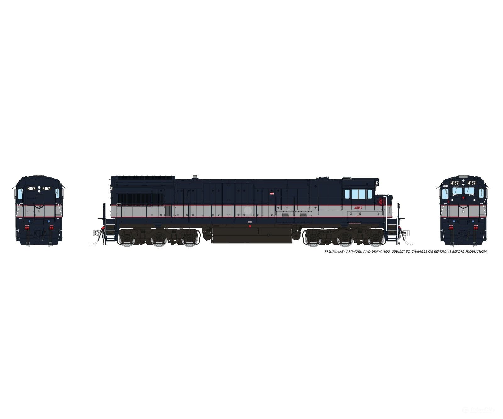 Rapido 043112 HO GE U34CH (DC/Silent): NJDOT - Bluebird w/o Logo: #4157 Locomotives