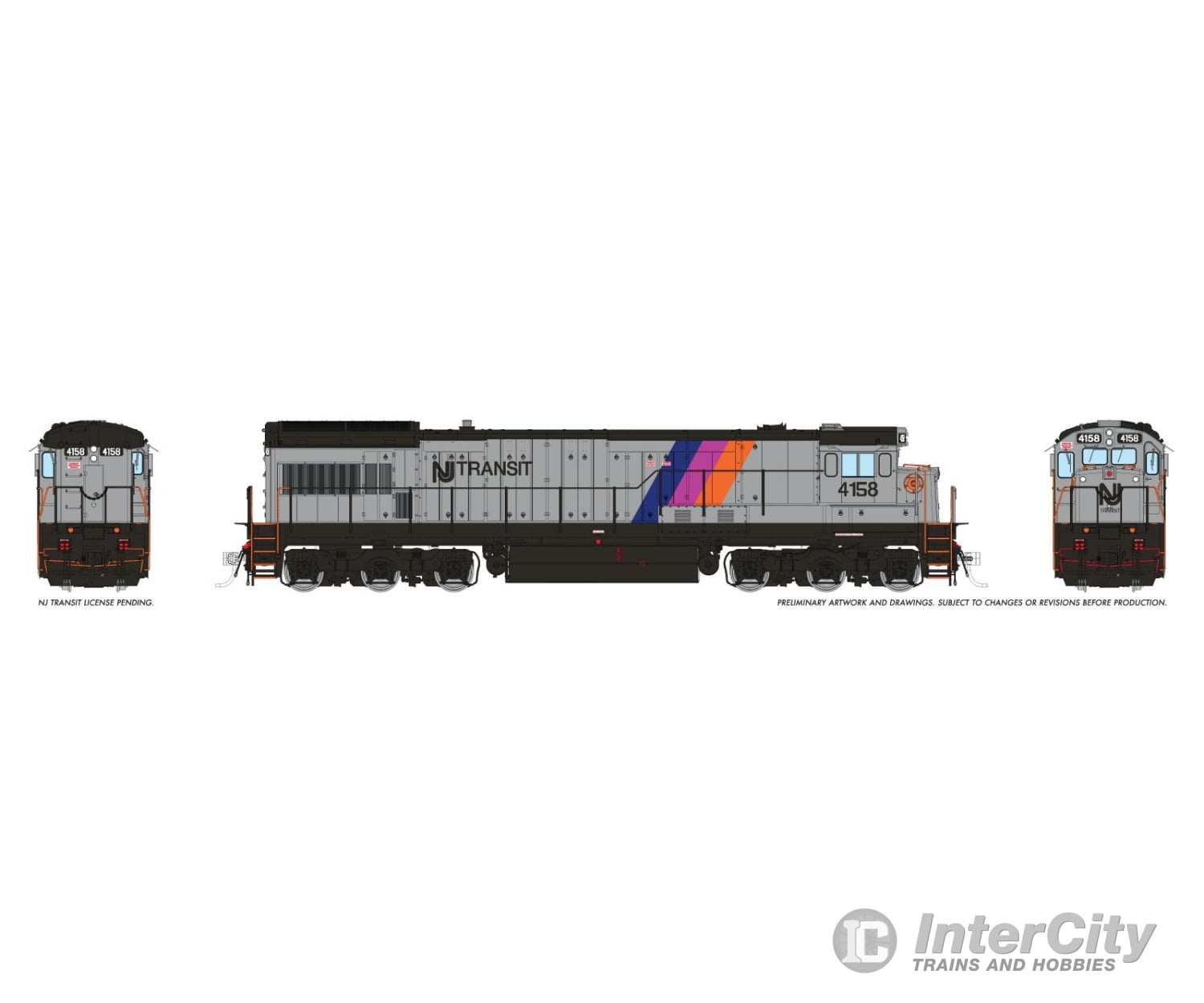 Rapido 043116 HO GE U34CH (DC/Silent): NJ TRANSIT - Disco Stripe: #4158 Locomotives
