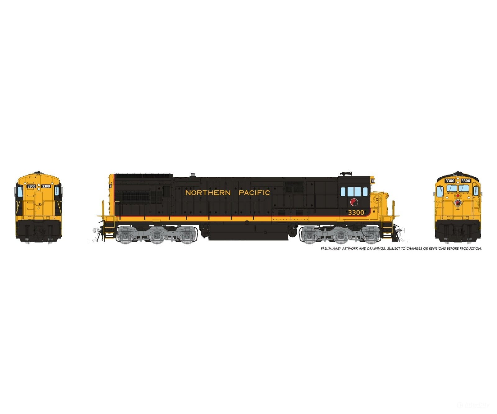 Rapido 043513 HO GE U33C (DC/DCC/Sound): Northern Pacific: #3300 Locomotives