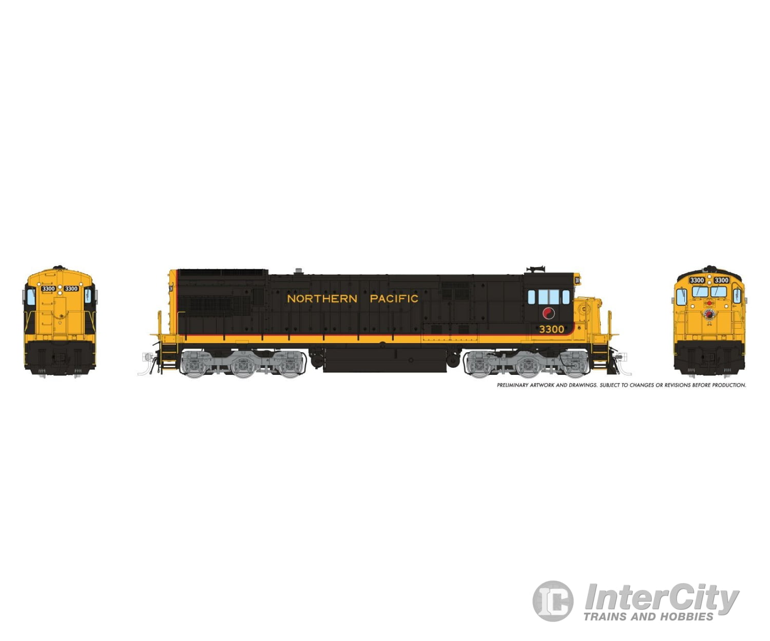Rapido 043513 HO GE U33C (DC/DCC/Sound): Northern Pacific: #3300 Locomotives