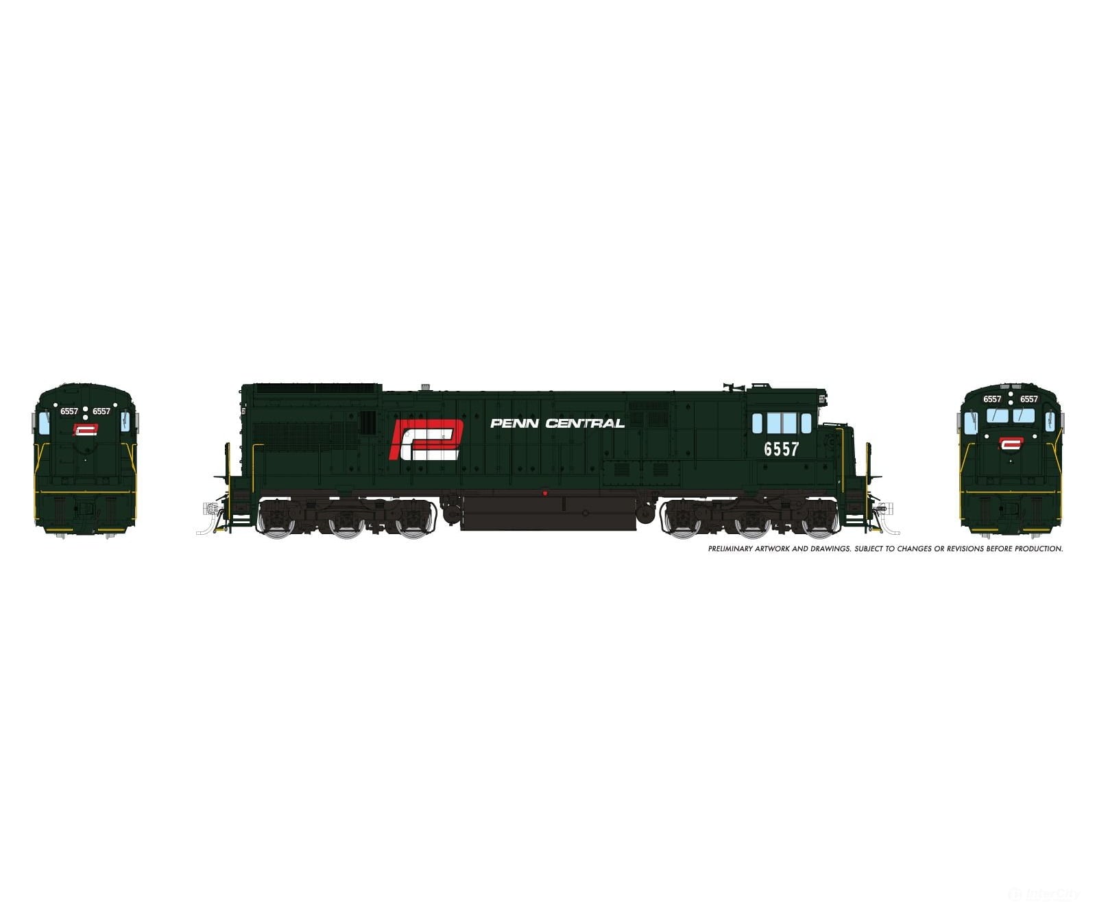 Rapido 043519 HO GE U33C w/ fairing (DC/DCC/Sound): Penn Central - Red P: #6557 Locomotives