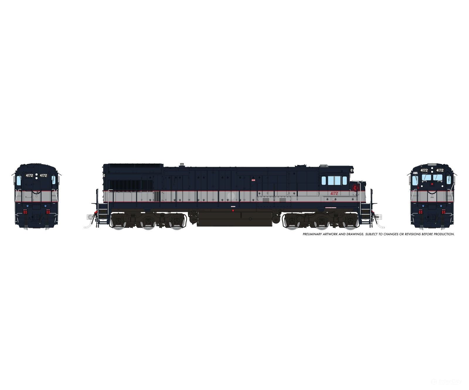 Rapido 043613 HO GE U34CH (DC/DCC/Sound): NJDOT - Bluebird w/o Logo: #4172 Locomotives
