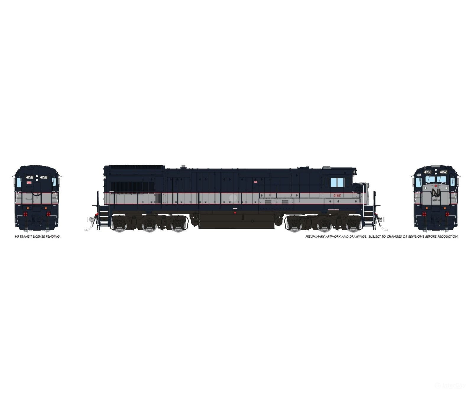 Rapido 043614 HO GE U34CH (DC/DCC/Sound): NJ TRANSIT - Bluebird w/ Nose Logo: #4152 Locomotives