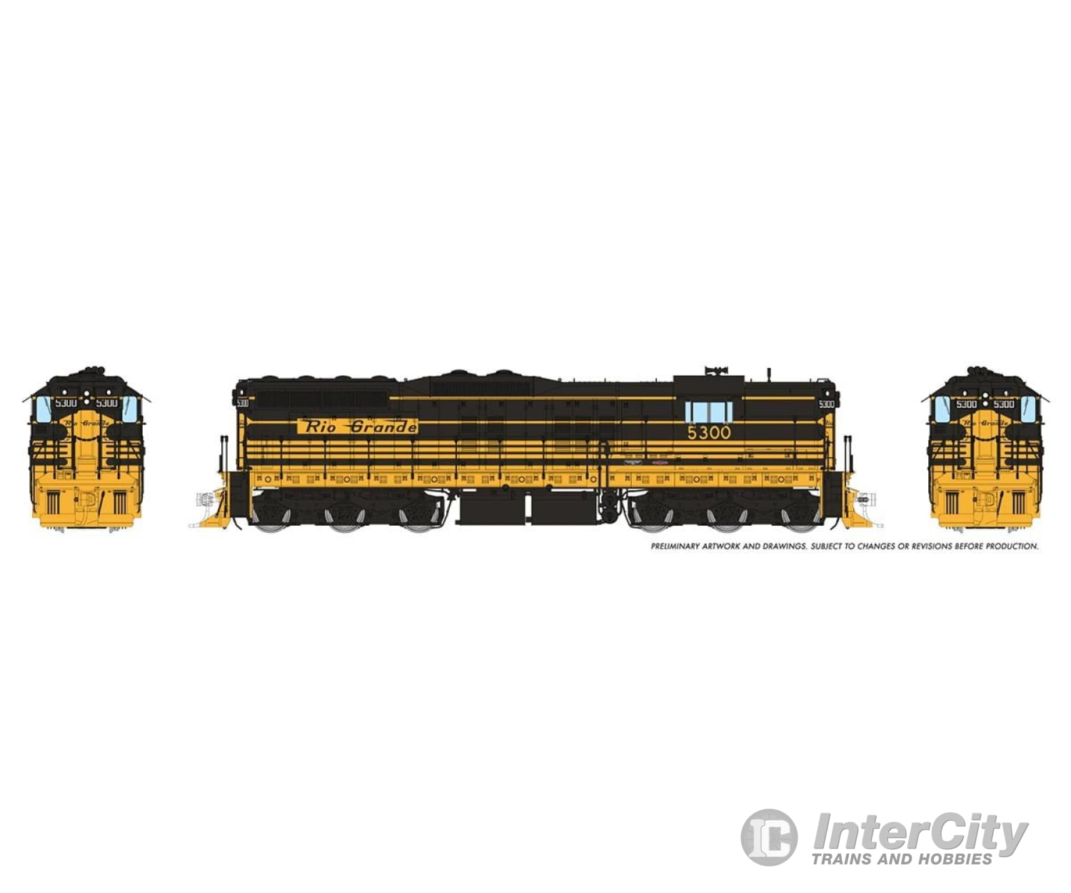 Rapido 050205 HO EMD SD7 (DC/Silent): Rio Grande - Bumble Bee: #5300 Locomotive