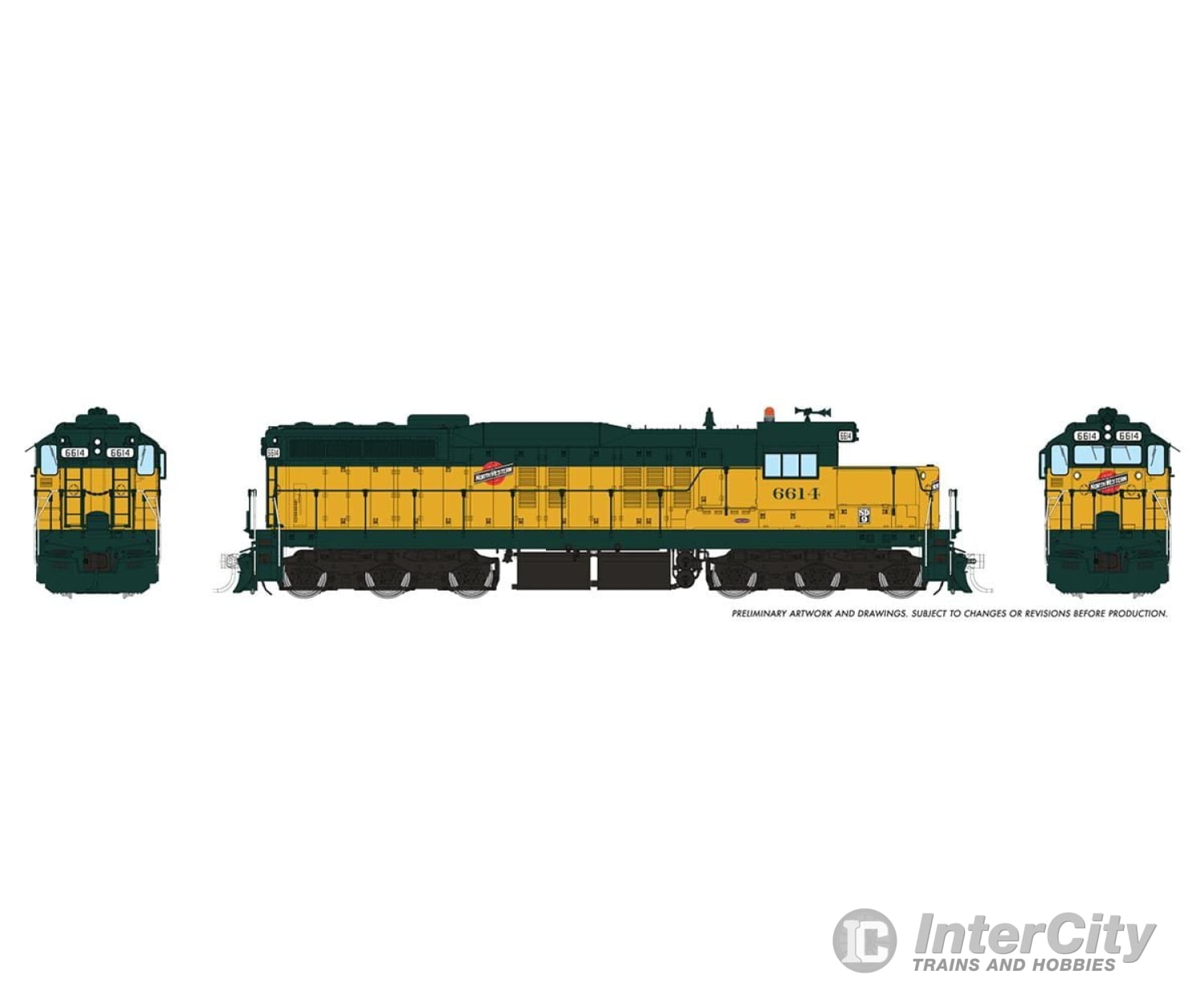 Rapido 050221 HO EMD SD9 (DC/Silent): Chicago & North Western: #6614 Locomotive