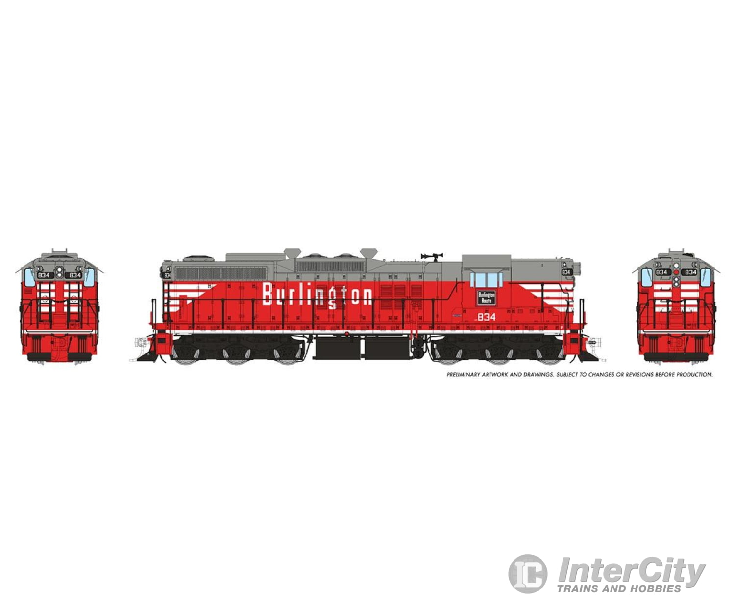 Rapido 050223 HO EMD SD9 (DC/Silent): Chicago Burlington & Quincy: #834 Locomotive