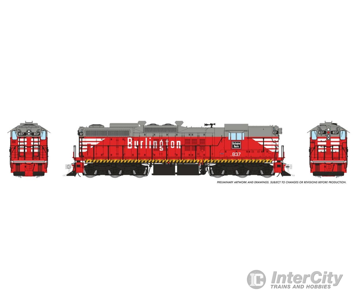 Rapido 050224 HO EMD SD9 (DC/Silent): Chicago Burlington & Quincy: #837 Locomotive