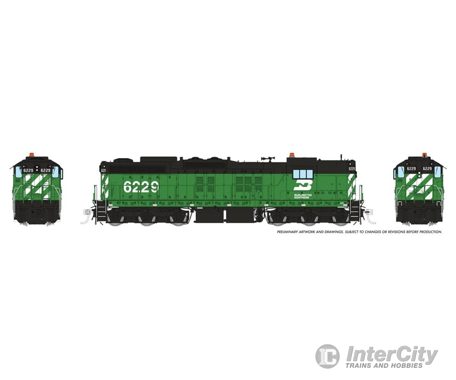 Rapido 050227 HO EMD SD9 (DC/Silent): Burlington Northern: #6229 Locomotive