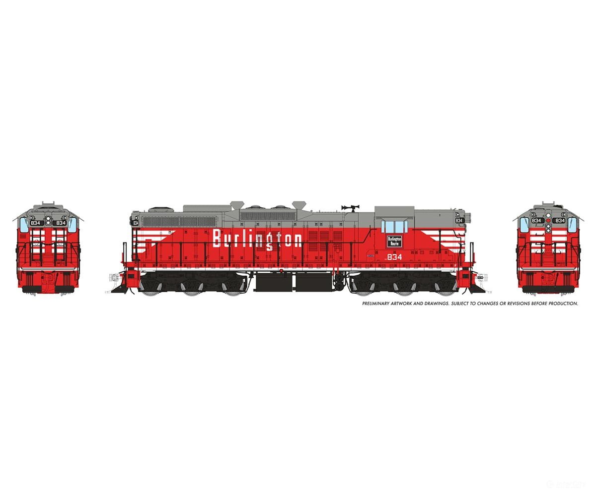 Rapido 050623 HO EMD SD9 (DC/DCC/Sound): Chicago Burlington & Quincy: #834 Locomotive