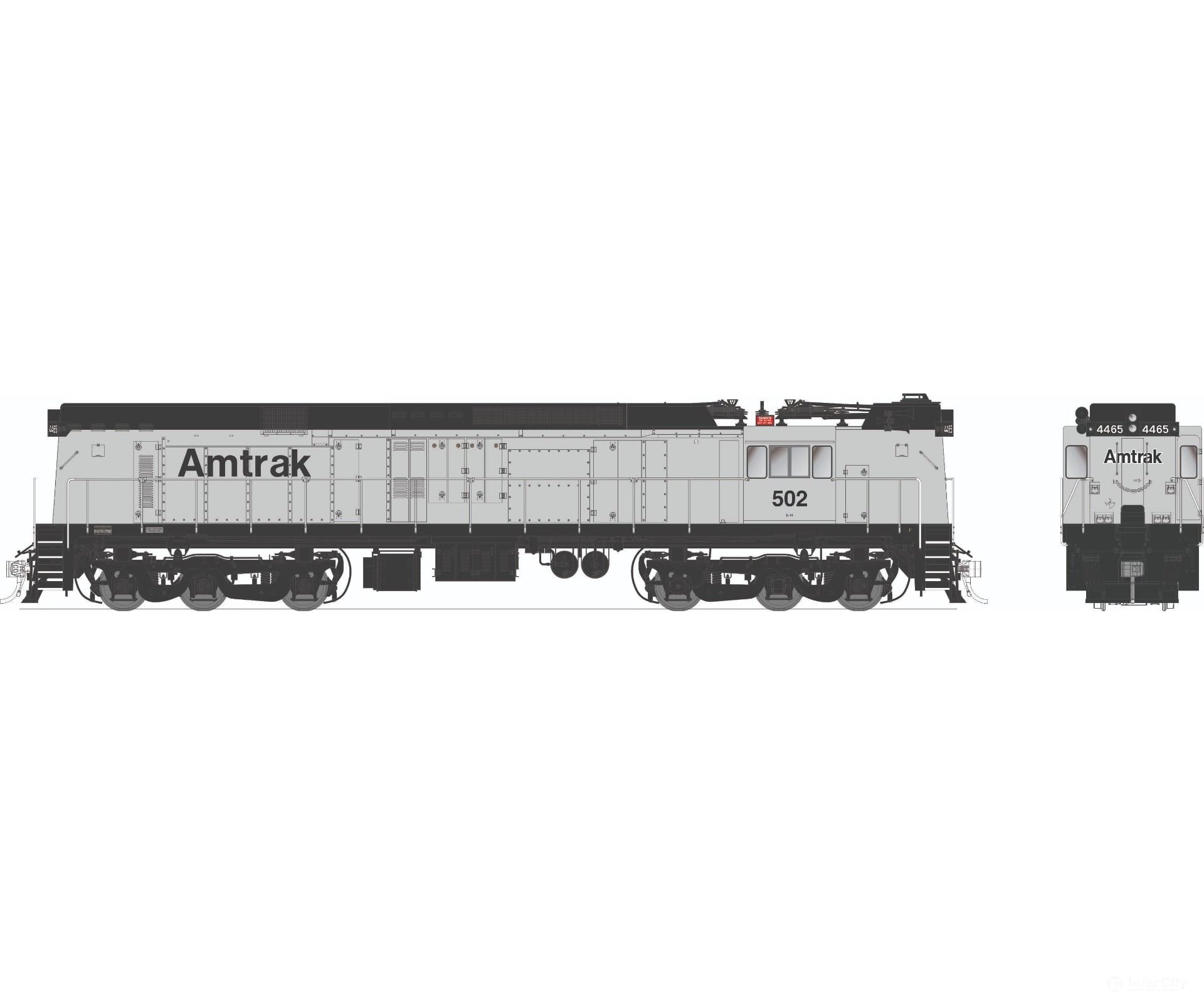 Rapido 052025 HO GE E44a Electric (DC/Silent): Amtrak - Silver: #502 Locomotives