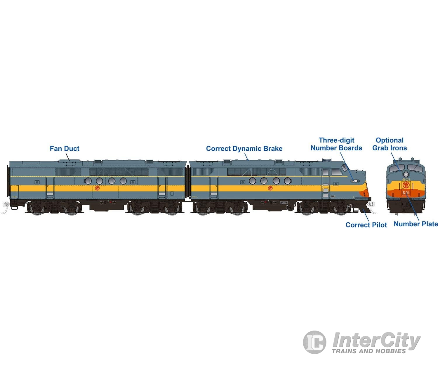 Rapido 053026 Ho Emd Ft A+B (Dc/Silent): Nyo&W - Grey Scheme: #808A + 808B Locomotives