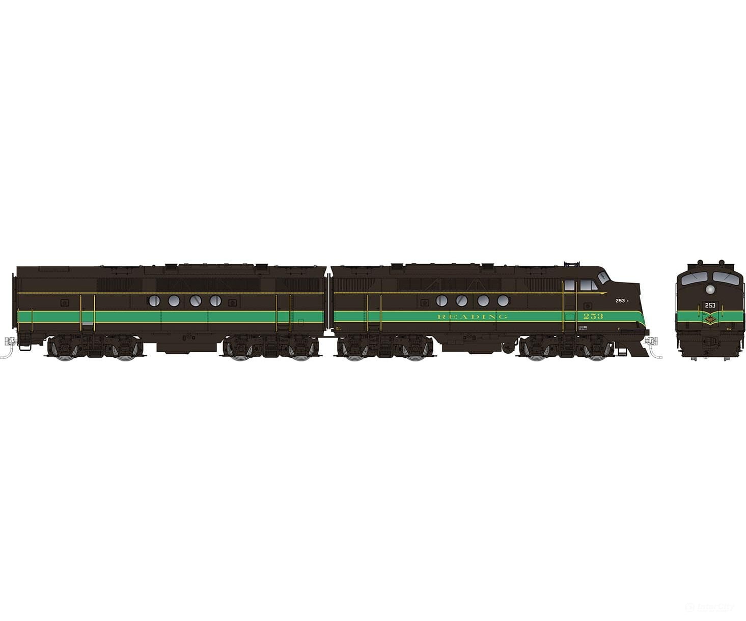 Rapido 053032 Ho Emd Ft A+B (Dc/Silent): Reading - Black & Green: #258A + 258B Locomotives