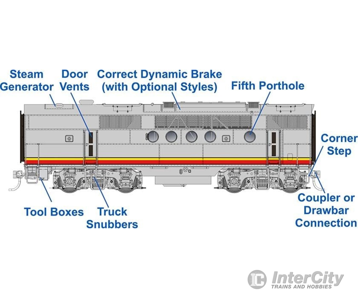 Rapido 053504 Ho Emd Ft Booster (Dc/Dcc/Sound): At&Sf - Passenger Scheme: Unnumbered Locomotives