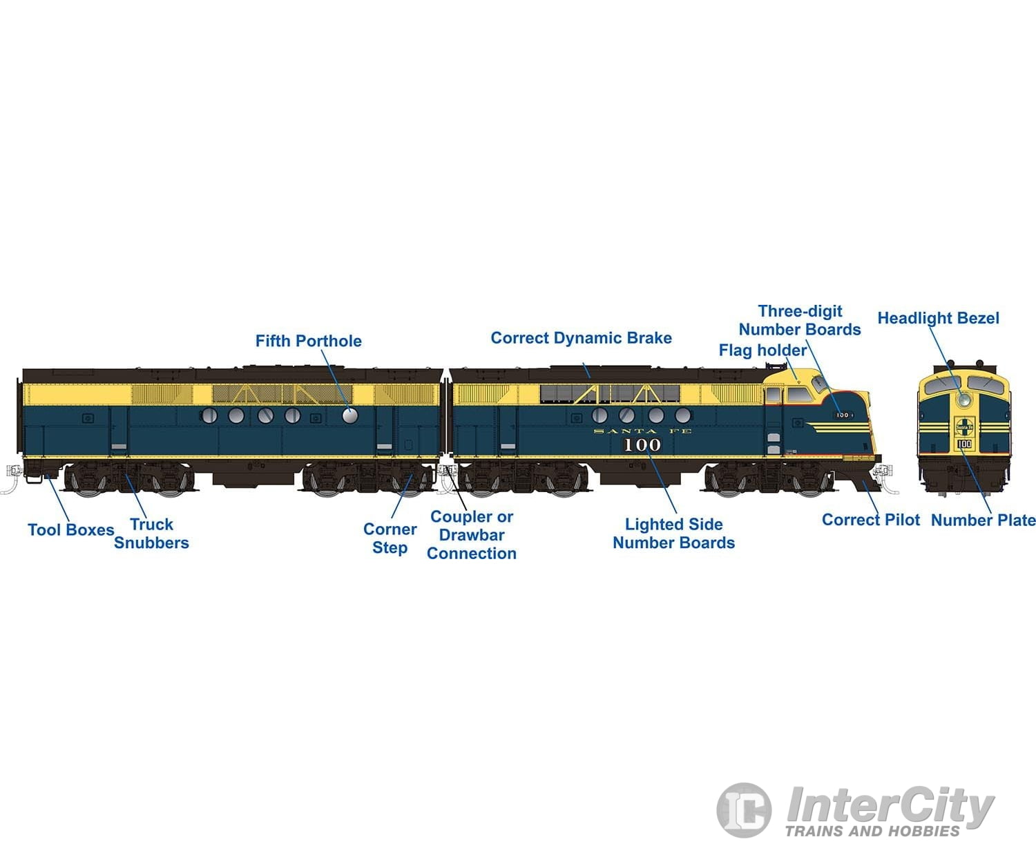 Rapido 053505 Ho Emd Ft A+B (Dc/Dcc/Sound): At&Sf - Freight Scheme: #100L + 100A Locomotives