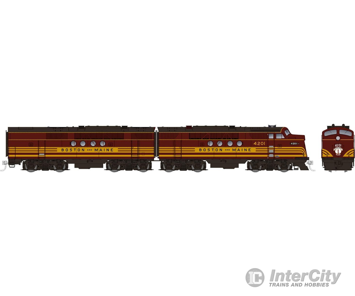 Rapido 053509 Ho Emd Ft A+B (Dc/Dcc/Sound): B&M - Maroon Scheme: #4201A + 4201B Locomotives