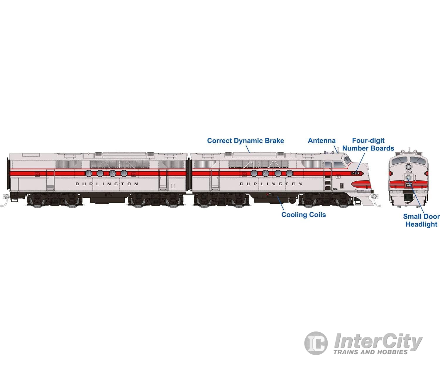 Rapido 053512 Ho Emd Ft A+B (Dc/Dcc/Sound): Burlington (Cb&Q): #105-A + 105-B Locomotives