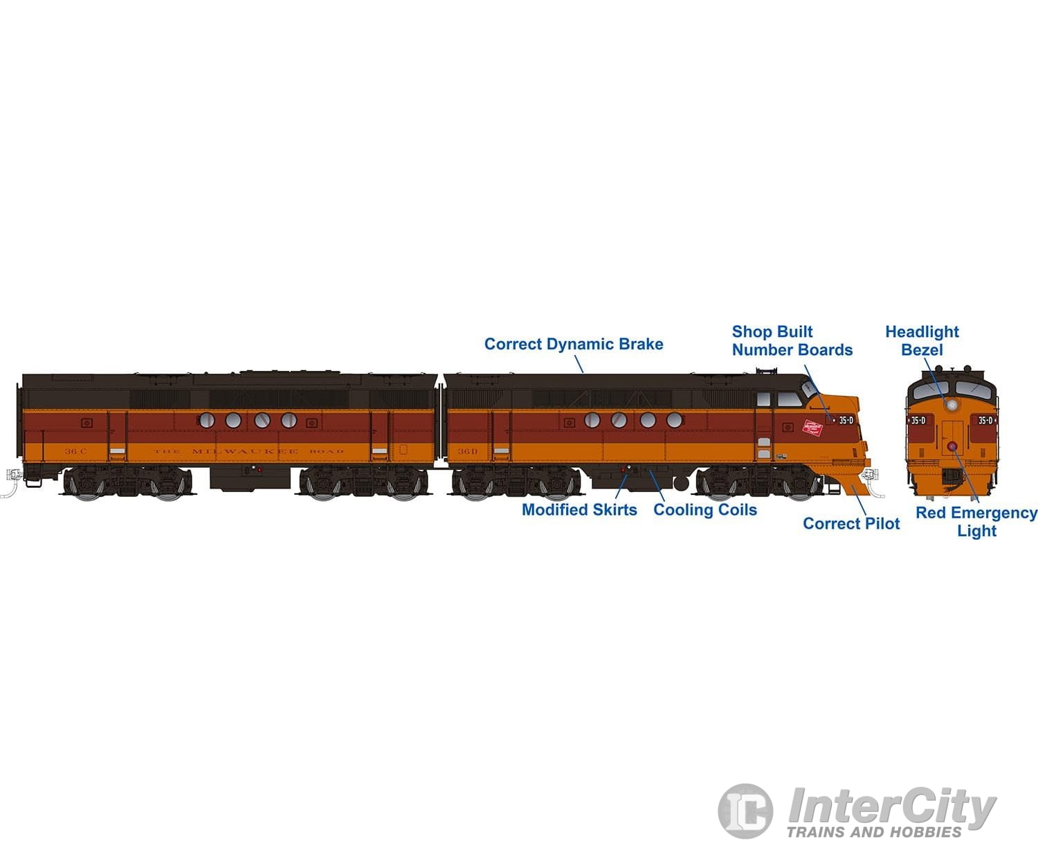 Rapido 053515 Ho Emd Ft A+B (Dc/Dcc/Sound): Milwaukee - As Delivered Scheme: #35D + 35C Locomotives