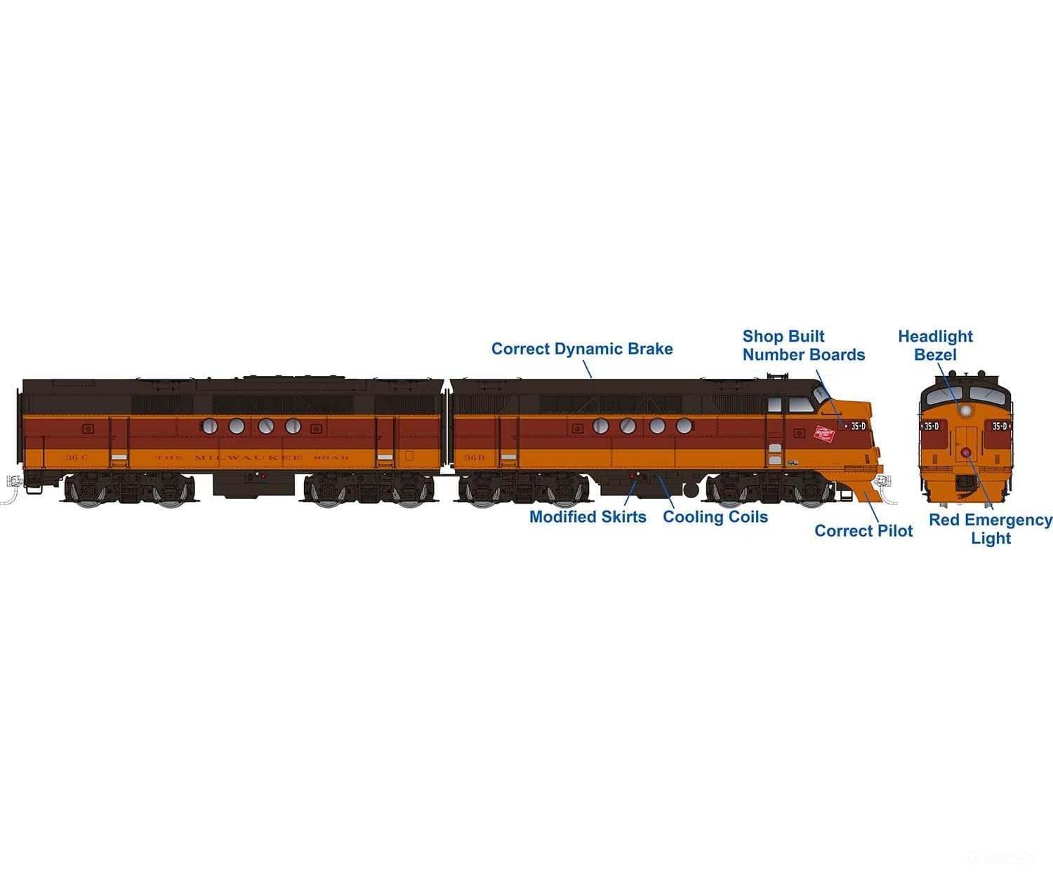 Rapido 053516 Ho Emd Ft A+B (Dc/Dcc/Sound): Milwaukee - As Delivered Scheme: #37A + 37B Locomotives