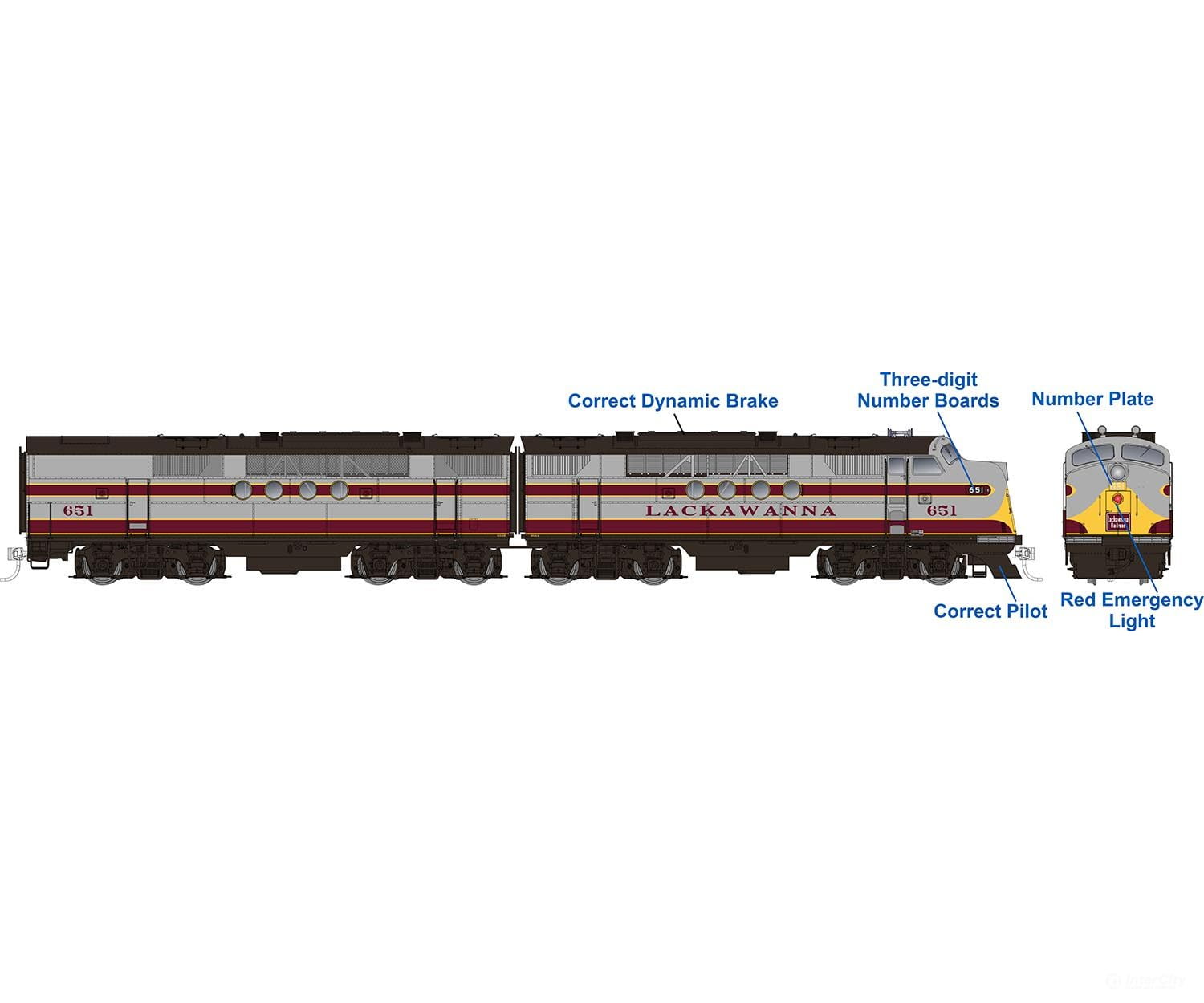 Rapido 053519 Ho Emd Ft A+B (Dc/Dcc/Sound): Lackawanna - Grey & Maroon: #653A + 653B Locomotives
