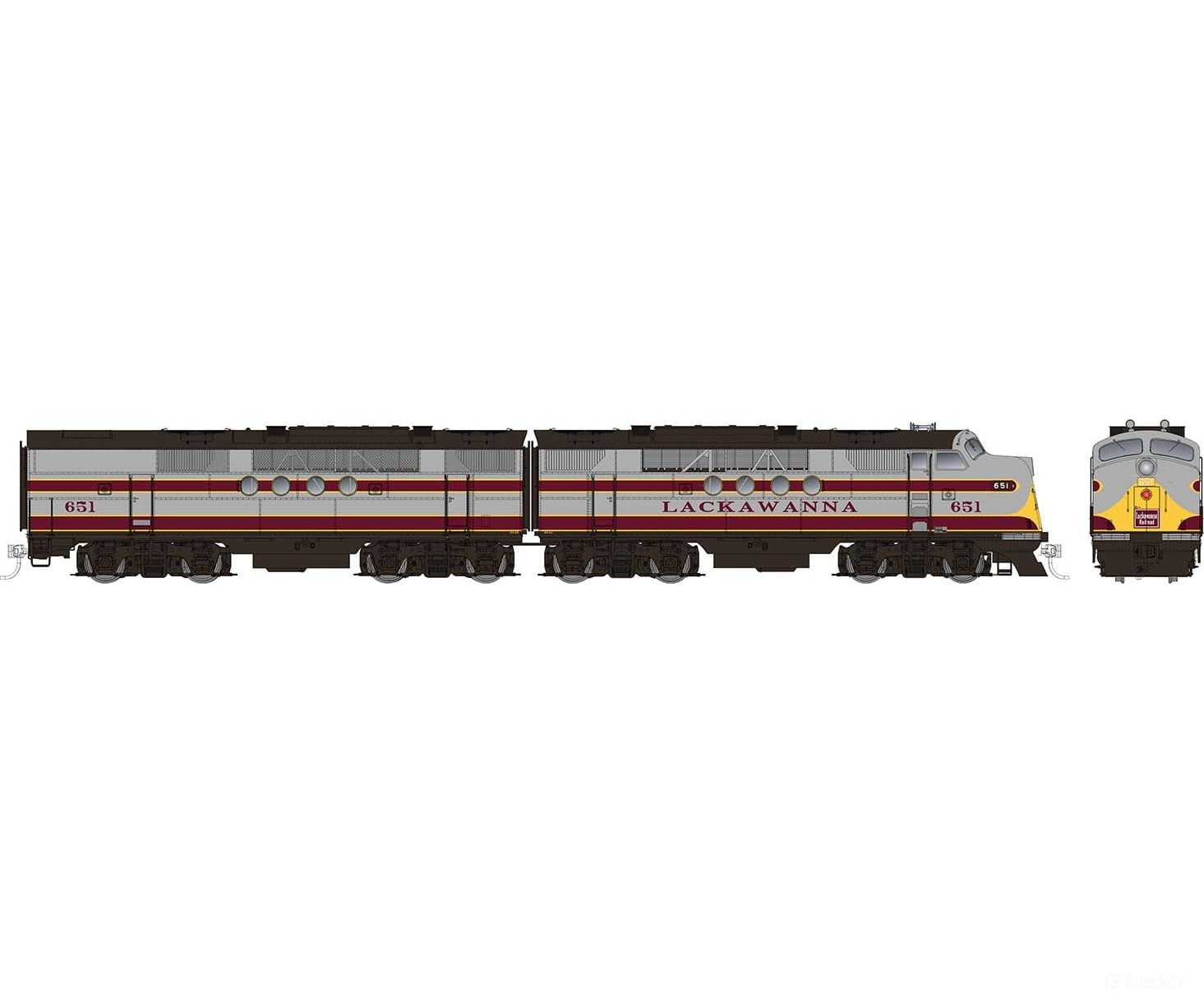 Rapido 053519 Ho Emd Ft A+B (Dc/Dcc/Sound): Lackawanna - Grey & Maroon: #653A + 653B Locomotives