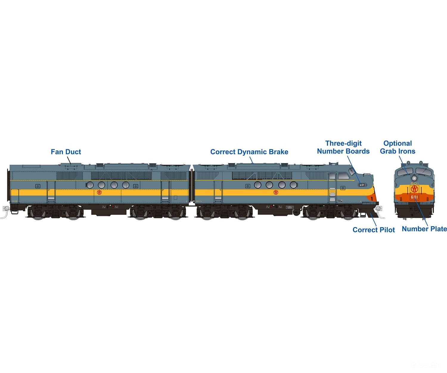 Rapido 053525 Ho Emd Ft A+B (Dc/Dcc/Sound): Nyo&W - Grey Scheme: #804A + 804B Locomotives