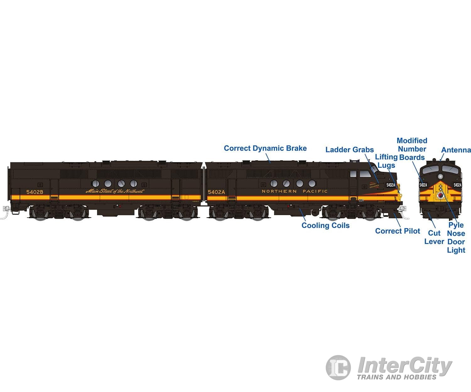 Rapido 053527 Ho Emd Ft A+B (Dc/Dcc/Sound): Np - Pine Tree Scheme: #5402A+ 5402B Locomotives