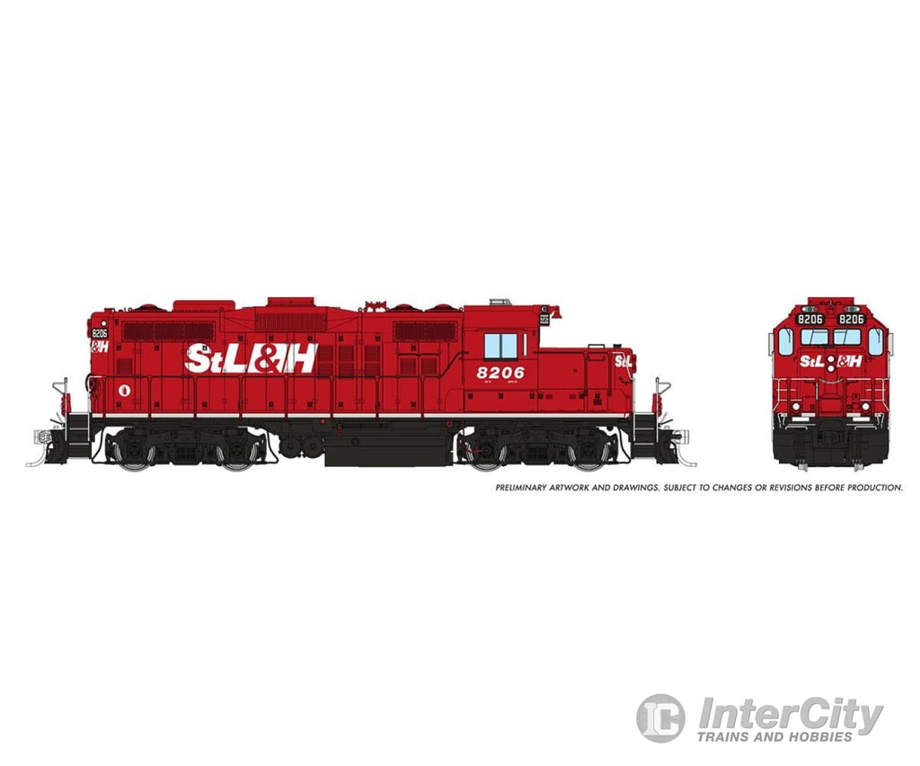 Rapido 054014 Ho Gp9U (Dc/Silent): Stl&H: #8206 Locomotives