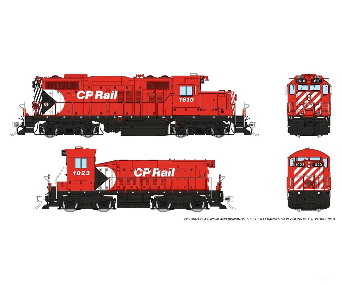 Rapido 054017 Ho Gp9U Mother + Slug (Dc/Silent): Cp - Multimark: #1610 + #1023 Locomotives
