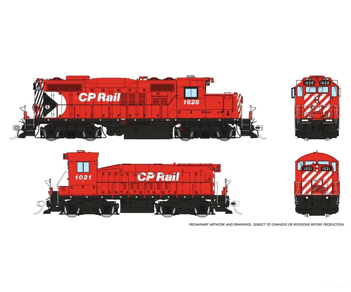 Rapido 054018 Ho Gp9U Mother + Slug (Dc/Silent): Cp - Multimark: #1628 + #1021 Locomotives