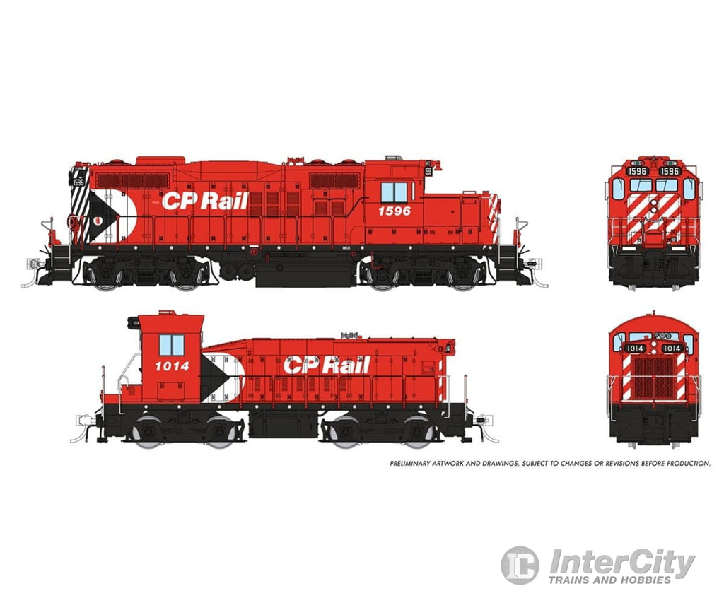 Rapido 054515 Ho Gp9U Mother + Slug (Dc/Dcc/Sound): Cp - Multimark: #1596 + #1014 Locomotives