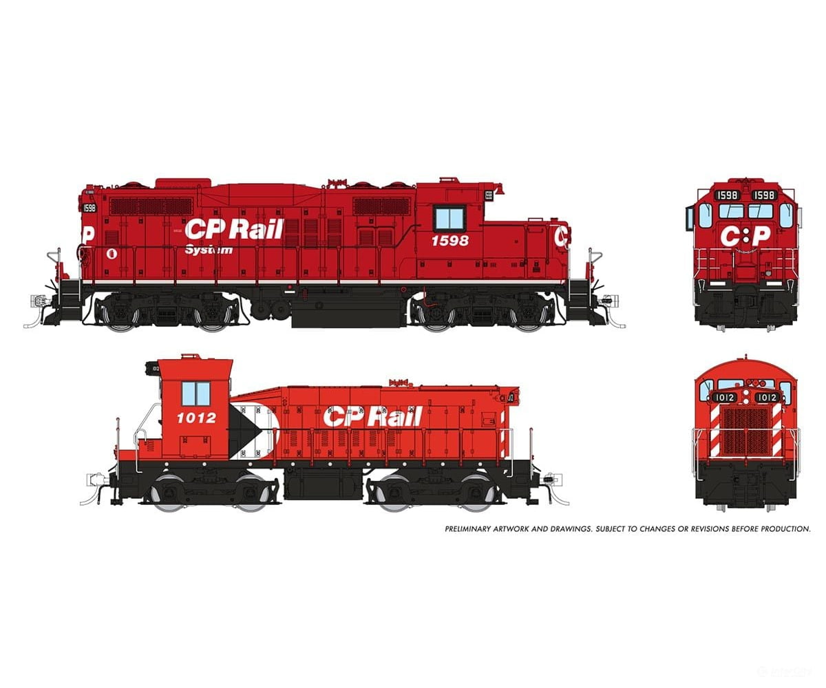 Rapido 054519 Ho Gp9U Mother + Slug (Dc/Dcc/Sound): Cp - System: #1598 + #1012 Locomotives