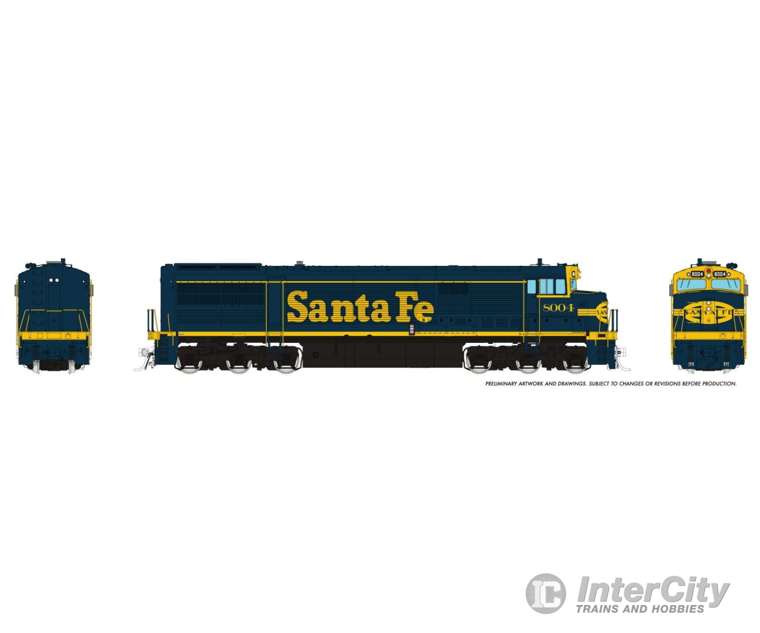 Rapido 055508 HO GE U30CG w/o SG (DC/DCC/Sound): Santa Fe - Bookend Scheme: #8004 Locomotives