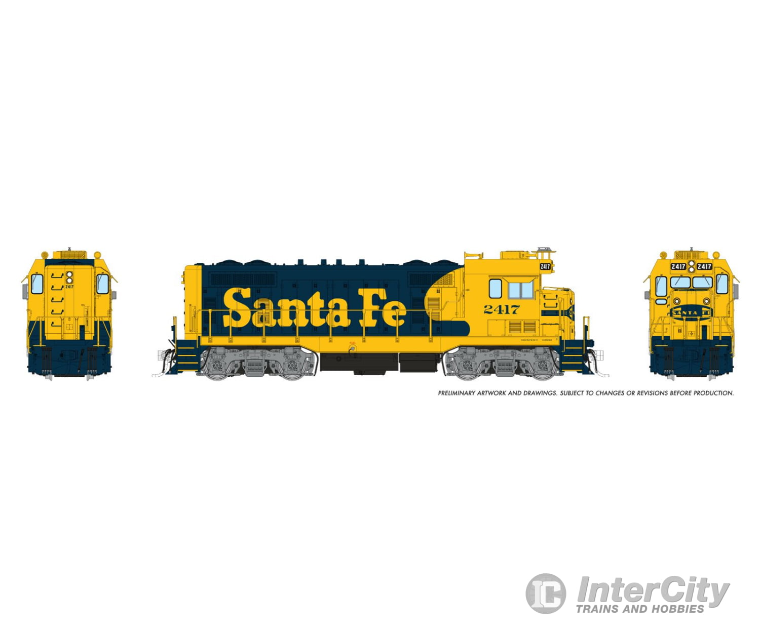 Rapido 070102 Ho Atsf Cf7 W/ Square Cab (Dc/Silent): At&Sf - Yellow Warbonnet: #2428 Locomotives