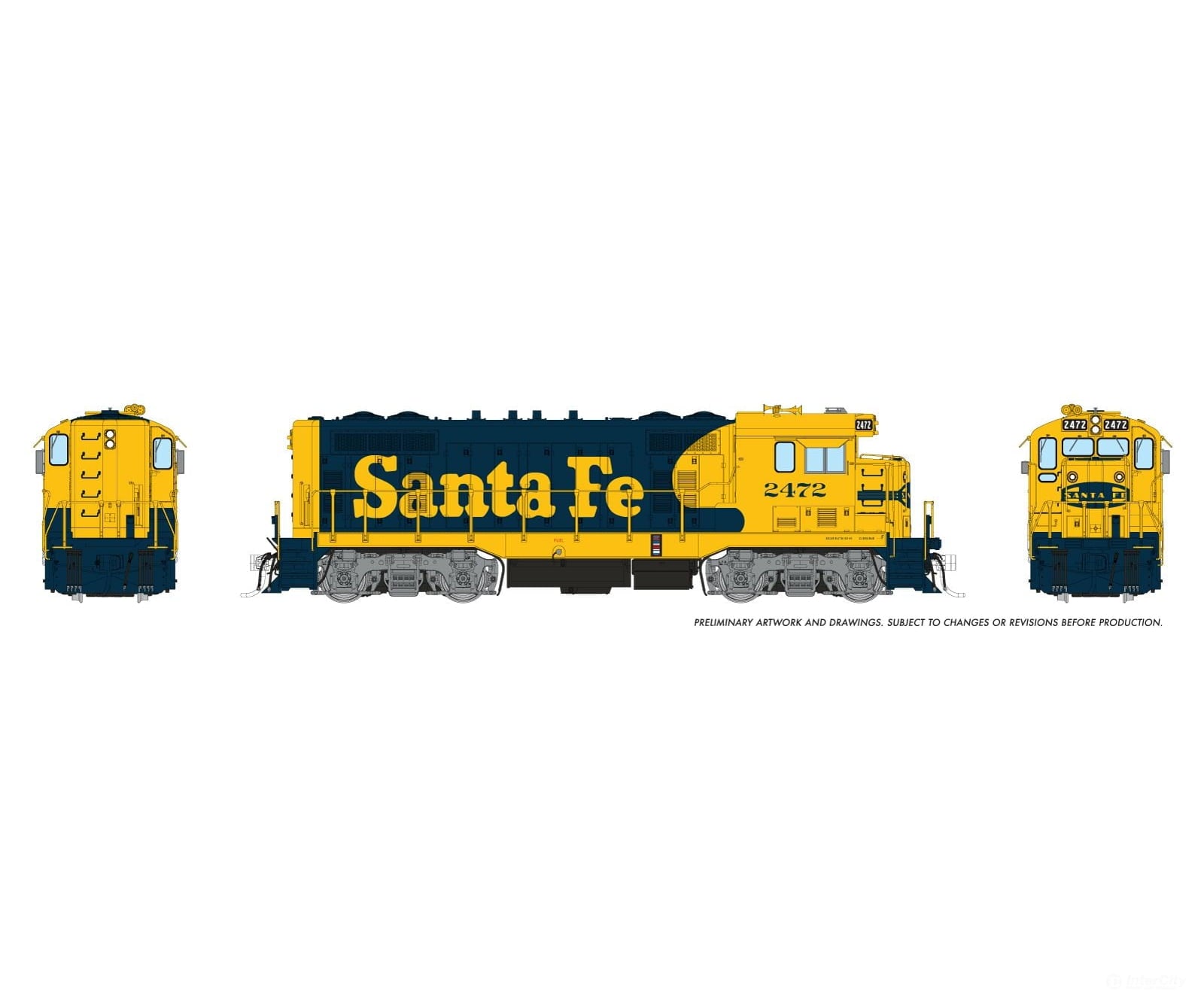 Rapido 070618 Ho Atsf Cf7 W/ Round Cab (Dc/Dcc/Sound): At&Sf - Yellow Warbonnet: #2480 Locomotives