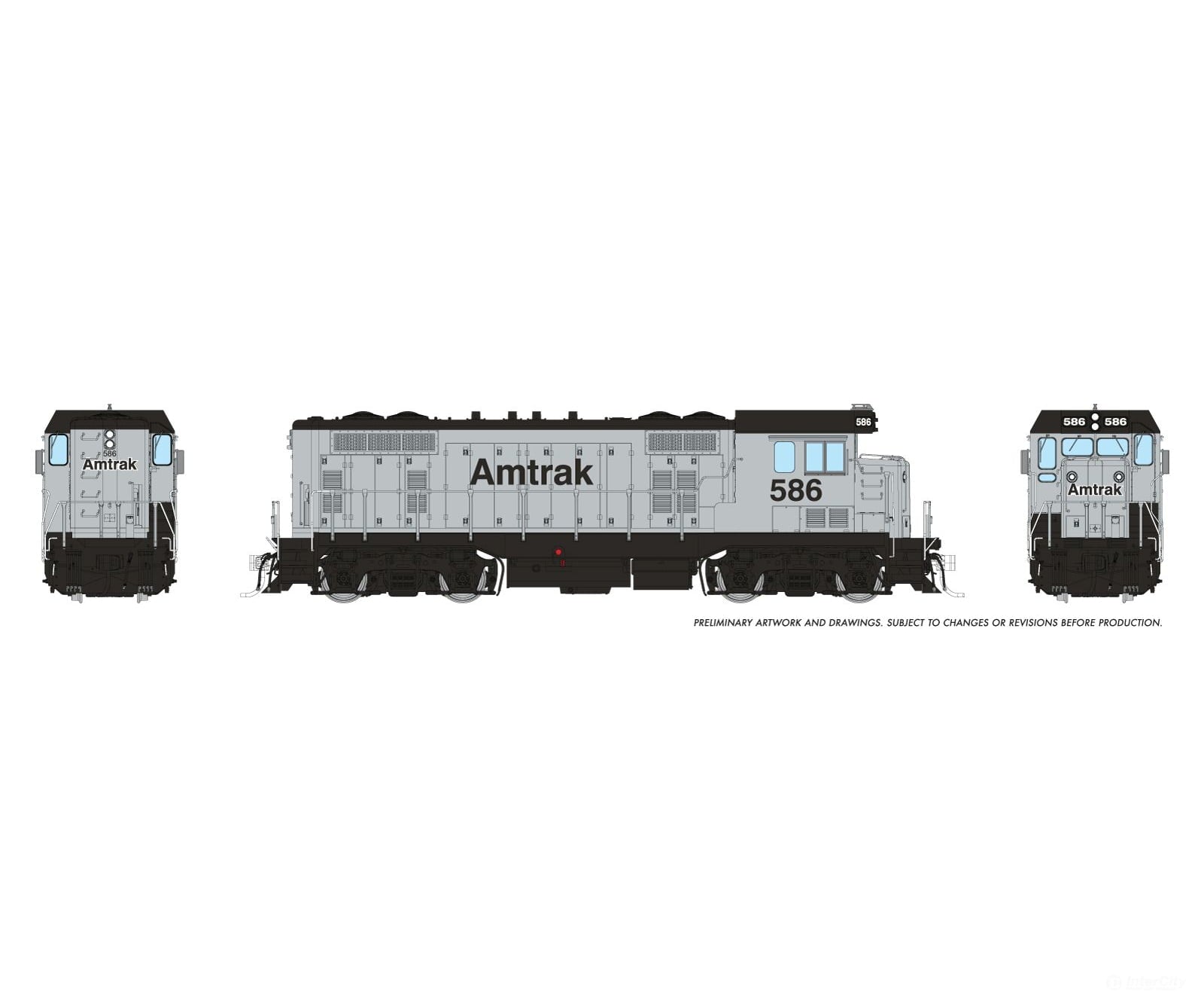 Rapido 070623 Ho Atsf Cf7 W/ Square Cab (Dc/Dcc/Sound): Amtrak - Silver Non-Revenue: #586