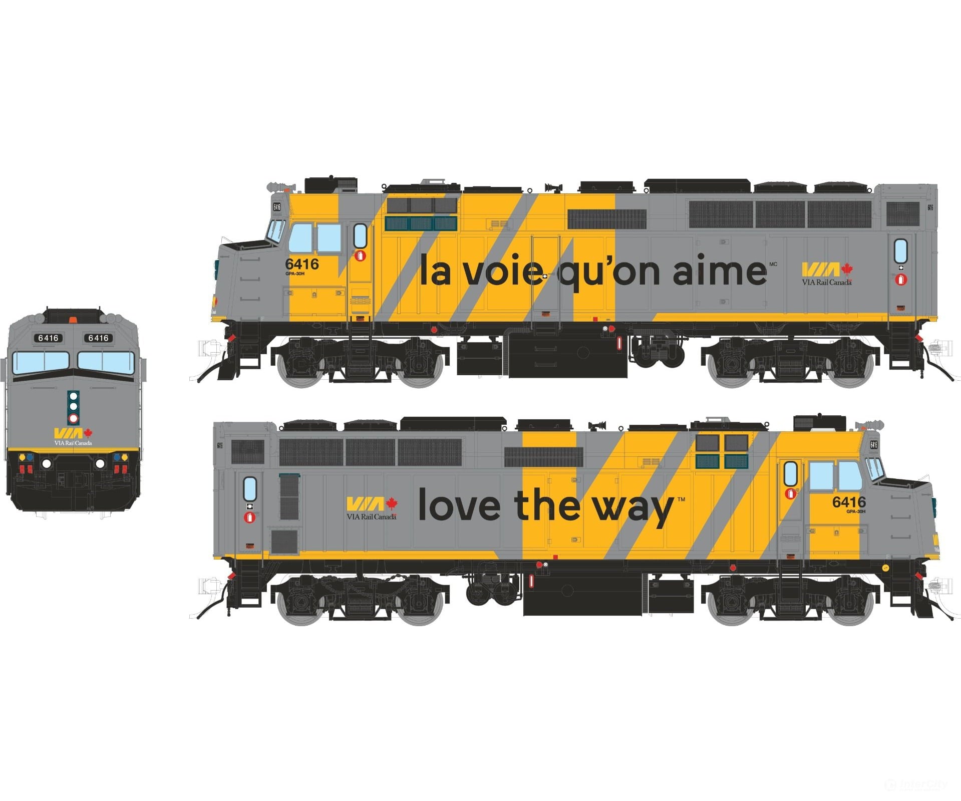 Rapido 082528 HO Rebuilt F40PH-2D (DC/DCC/Sound): VIA Rail - Love The Way Wrap: #6416 Locomotives