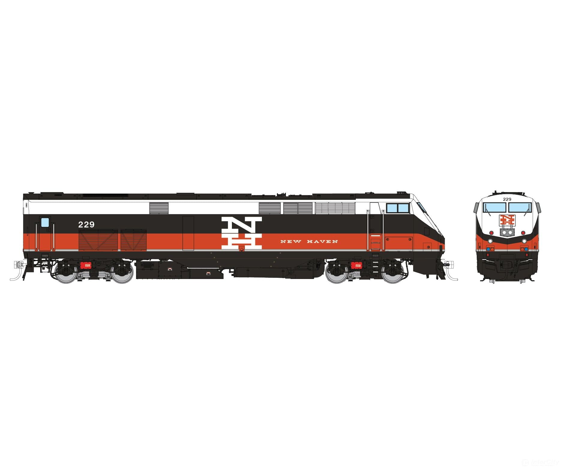 Rapido 085007 Ho Ge P32Ac-Dm (Dc/Silent): Cdot - New Haven: #229 Locomotives