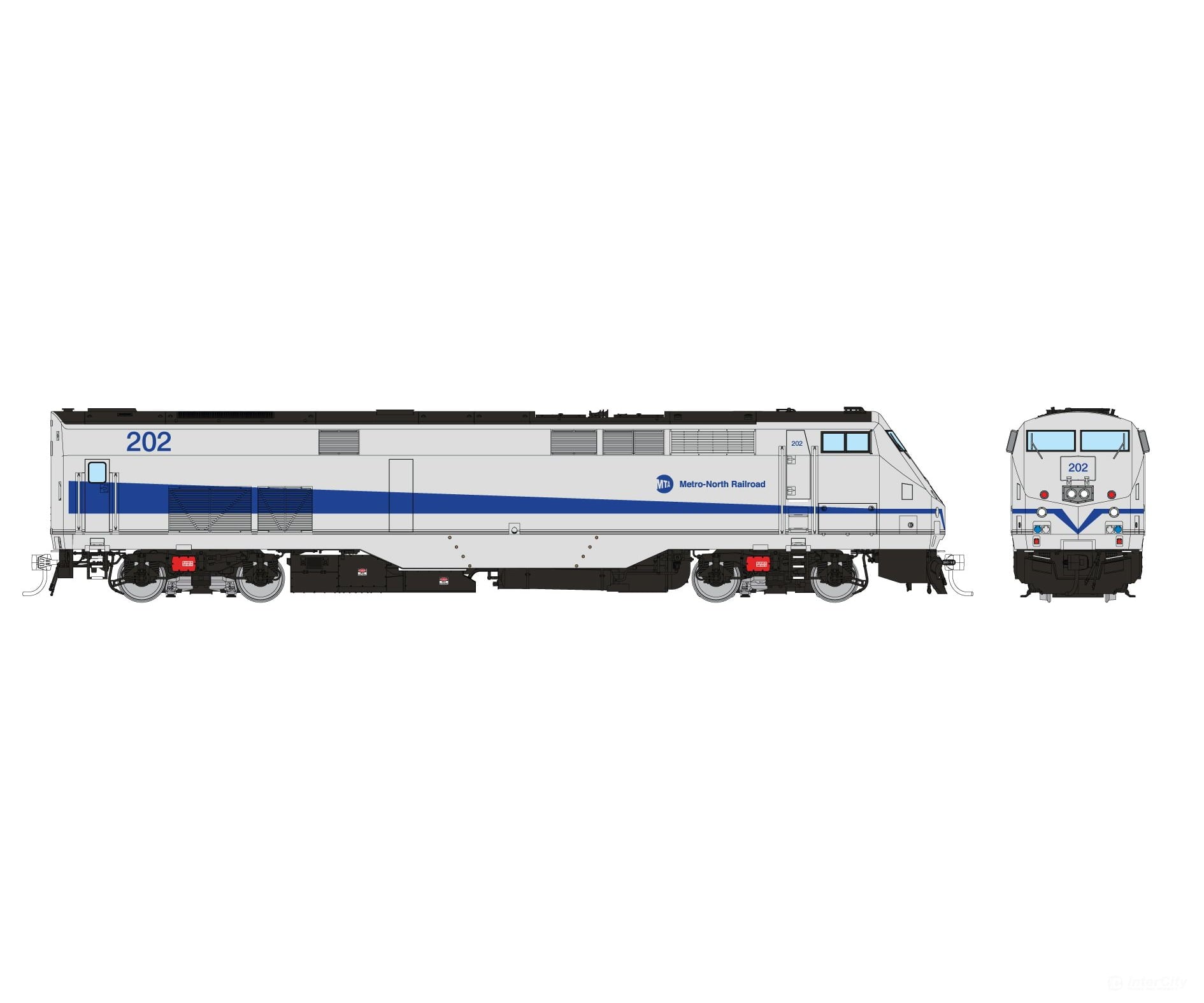 Rapido 085009 Ho Ge P32Ac-Dm (Dc/Silent): Metro North - Silver/Blue Stripe: #202 Locomotives