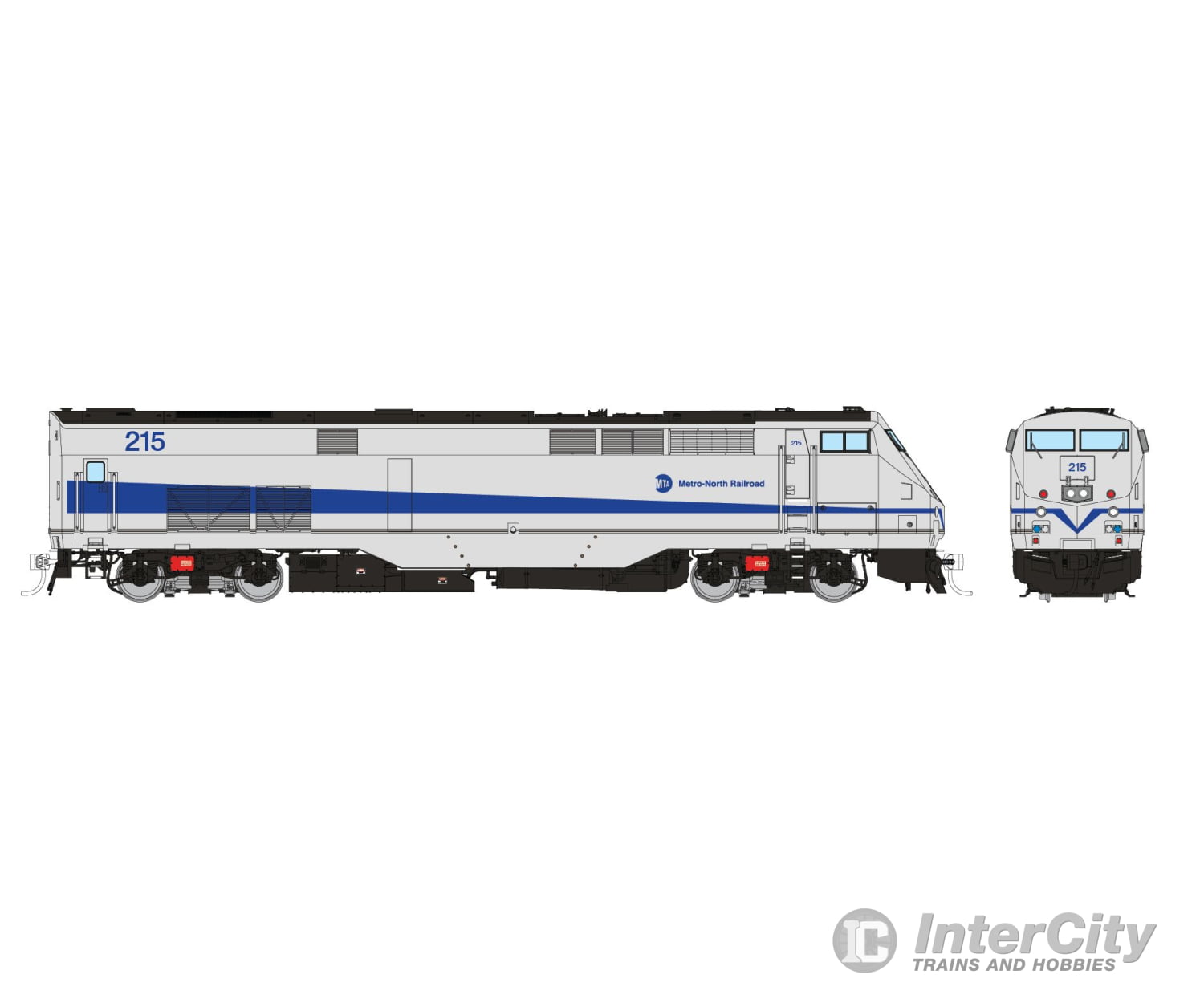 Rapido 085011 Ho Ge P32Ac-Dm (Dc/Silent): Metro North - Silver/Blue Stripe: #215 Locomotives