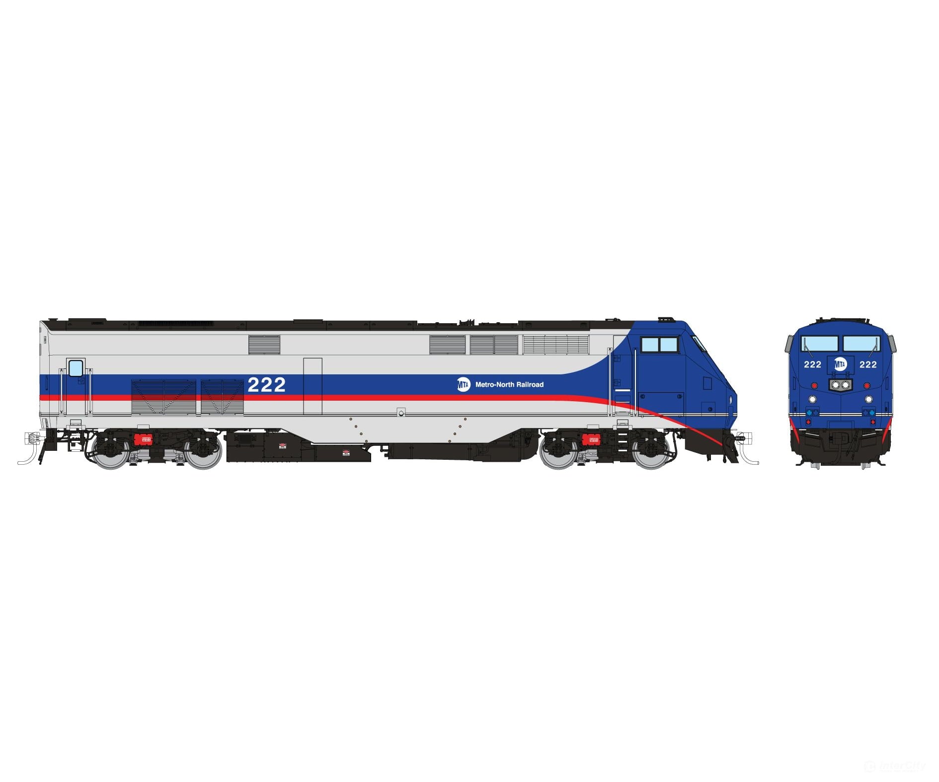 Rapido 085013 Ho Ge P32Ac-Dm (Dc/Silent): Metro North - Blue/Red/Silver: #222 Locomotives