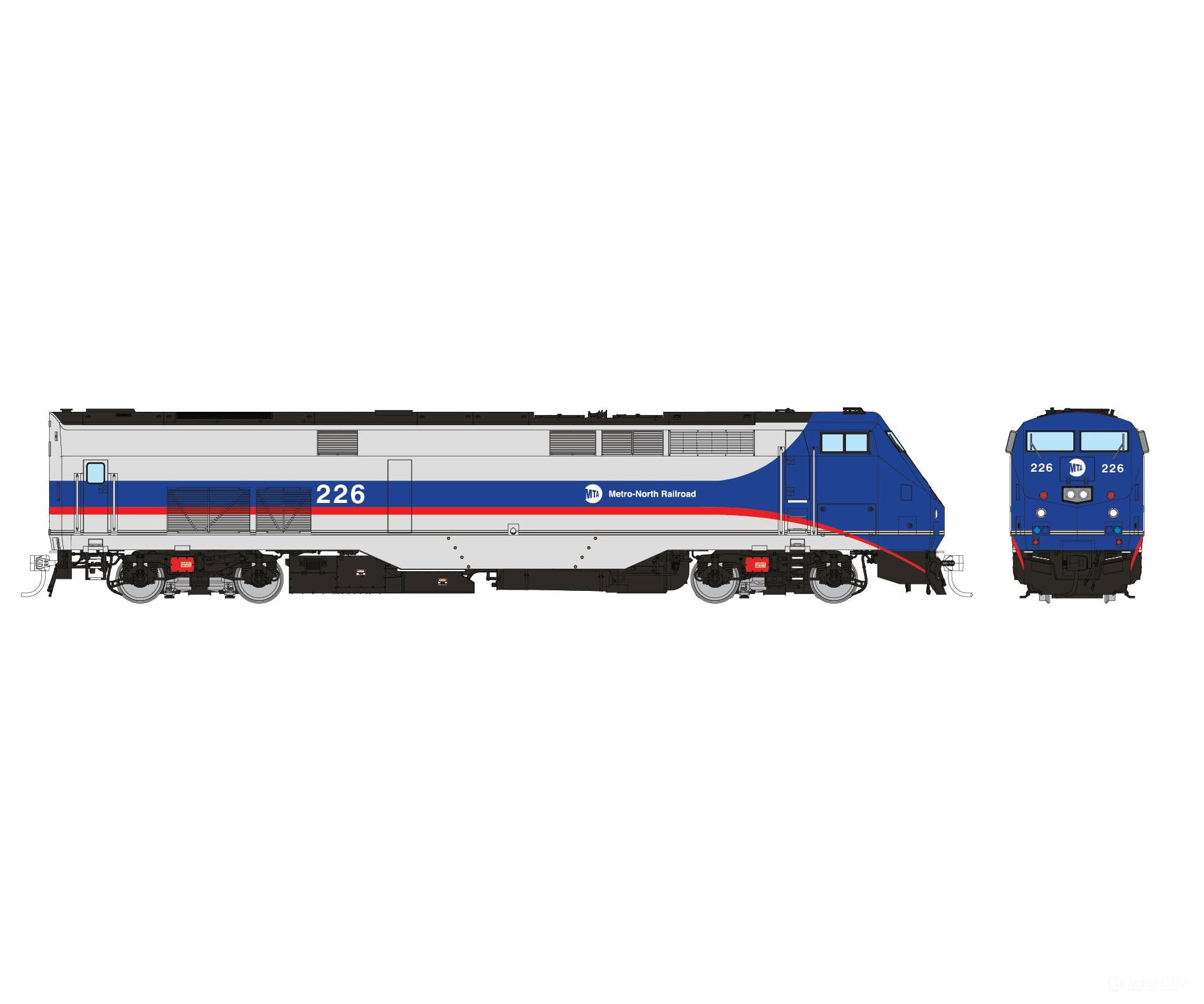 Rapido 085014 Ho Ge P32Ac-Dm (Dc/Silent): Metro North - Blue/Red/Silver: #225 Locomotives
